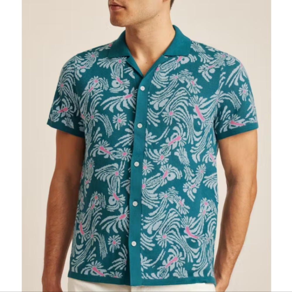NWOT Bonobos Trippy Floral Cabana Sweater Polo Mens Size Large